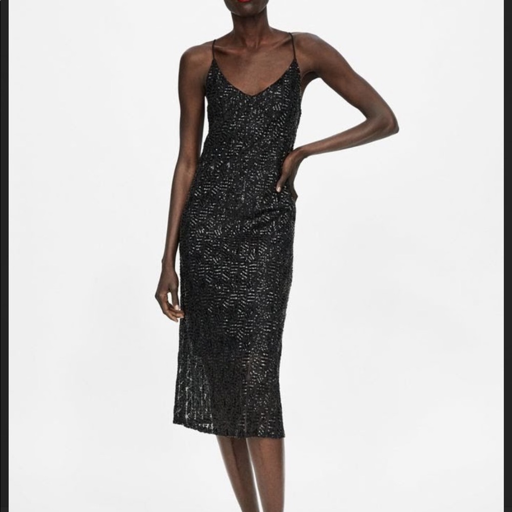 Zara black sequin dress